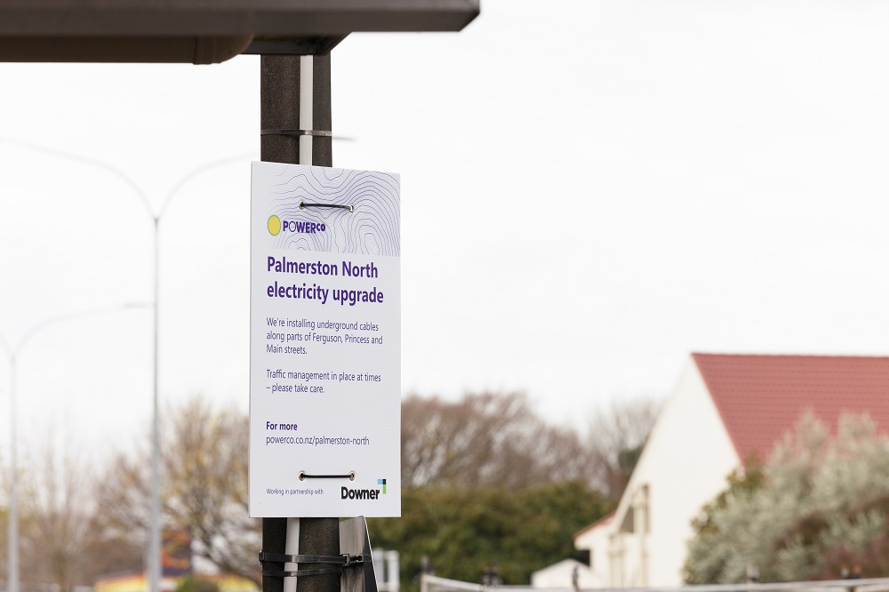 Work sign for Palmerston North upgrade