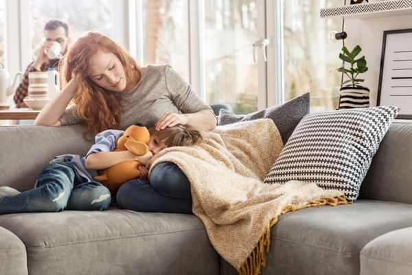 Mum with sick child