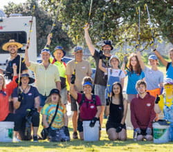 Young people sitting on lawn